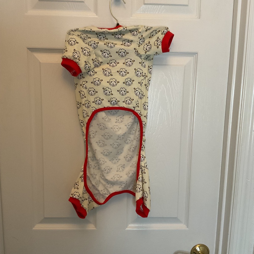 Lamb Chop Dog Pajamas Beige Red Multipet International Large 59792 NWT